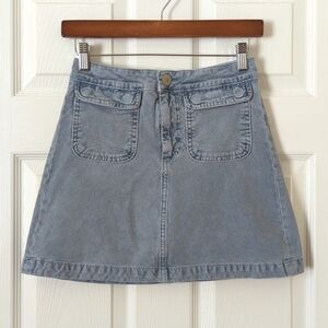 American Eagle Classic High Waisted A-Line Corduroy Mini Skirt Baby Blue 00 Long